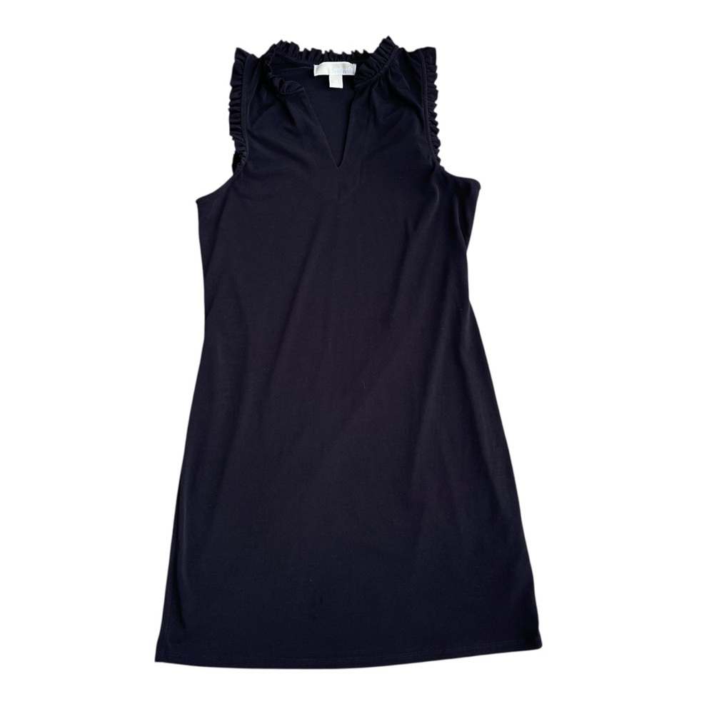 Michael Michael Kors Black Ruffle Trim Sleeveless V Neck Dress XS LBD